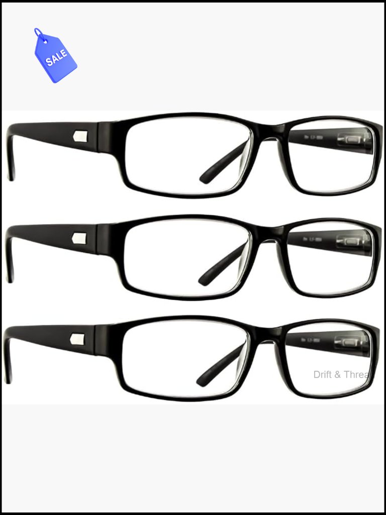 Rectangular Full Frame Reading Glasses With Spring Hinges